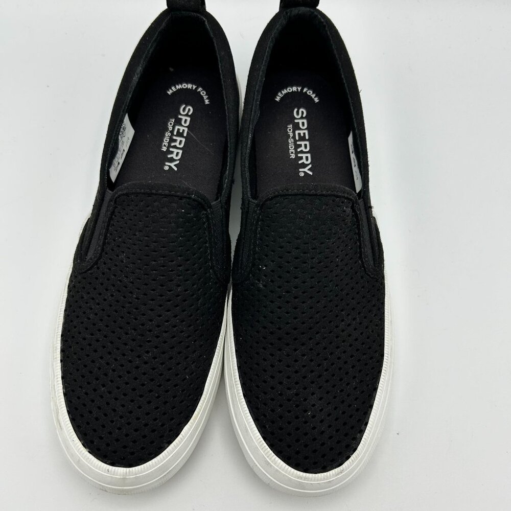 Sperry Top-Sider Memory Form Black Perforated  Slip-On Loafer Comfort Size 6.5 - Picture 8 of 10
